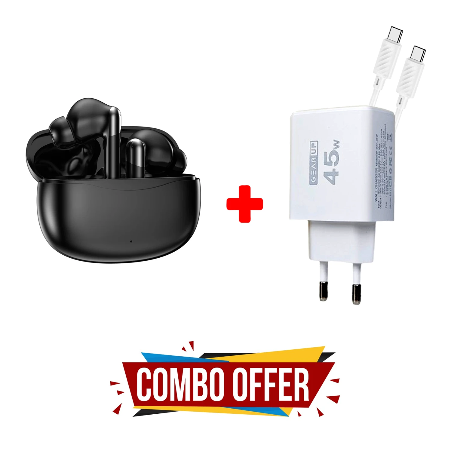 Smart Phone Accessories Combo ! YW15 ANC Earbuds+GearUP?45W Fast Charger+C-C Cable