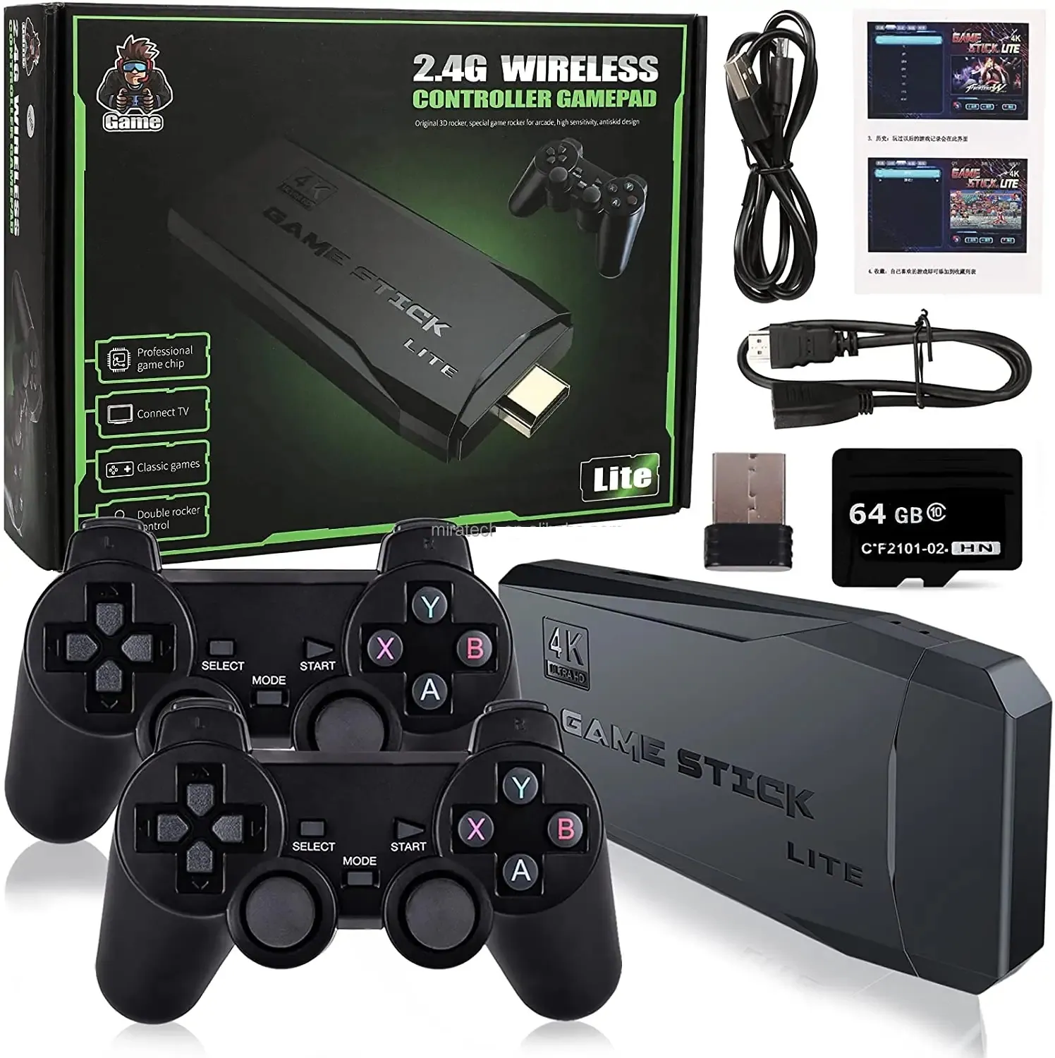 Video Game Stick Lite with 64G Built-in 20000 + 2 Wireless controller gamepad 4K HD Video game Console (PRE-ORDER)