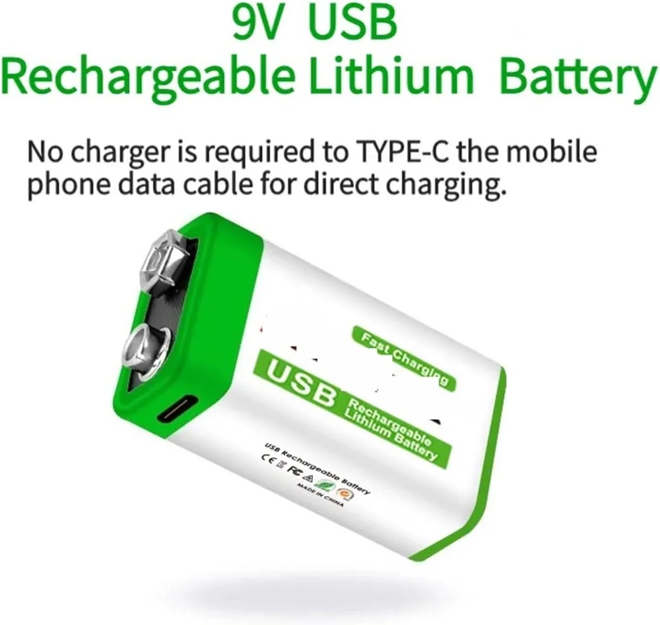 Smartoools 9 Volt Type-C Rechargeable lithium battery