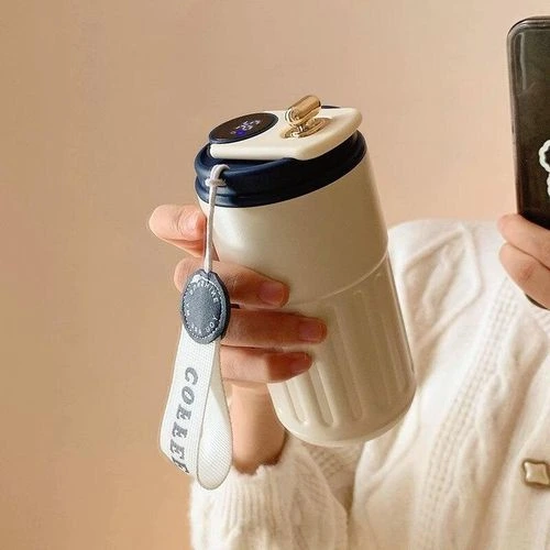 Stainless Steel Smart Temperature Portable Coffee Cup (450ml ) - Blue