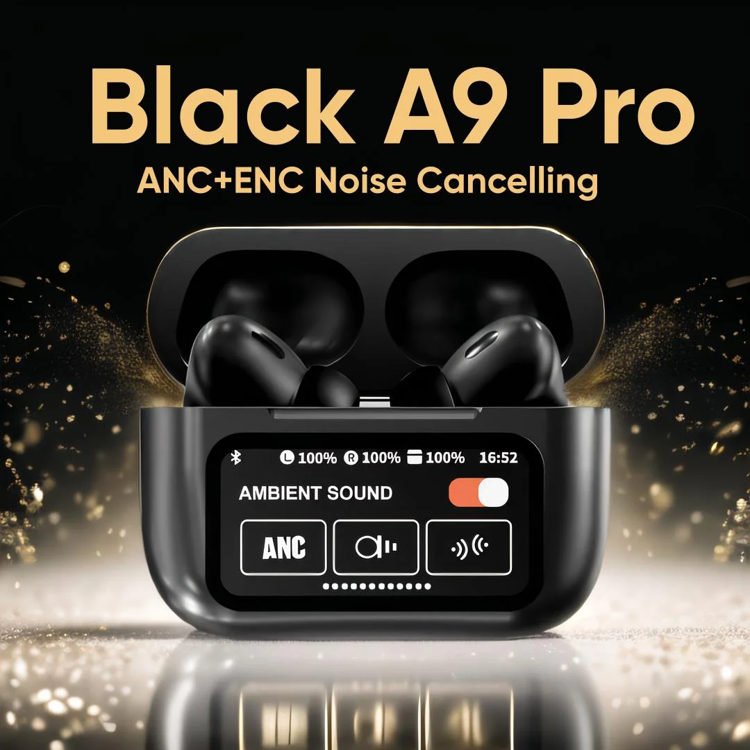A9 Pro TWS ANC Touch Screen Display Earbuds - Black