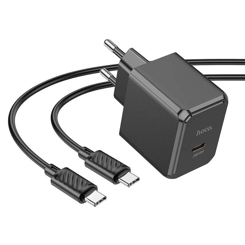 HOCO CS15A PD 30W Power Adapter With Type-C to Type-C Cable ? Black Color