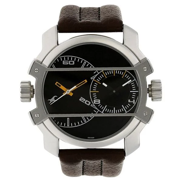 Fastrack Quartz Analog Black Dial Leather Strap Watch - NS3098SL02