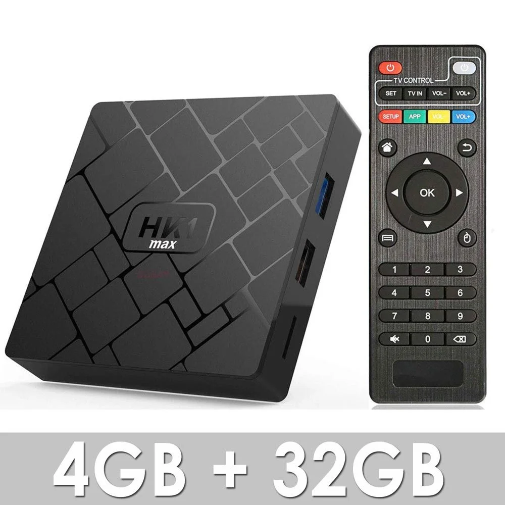HK1 MAX Android 8.1 Smart TV BOX Quad core 4GB RAM, 32G ROM, Dual Band WiFi & Bluetooth