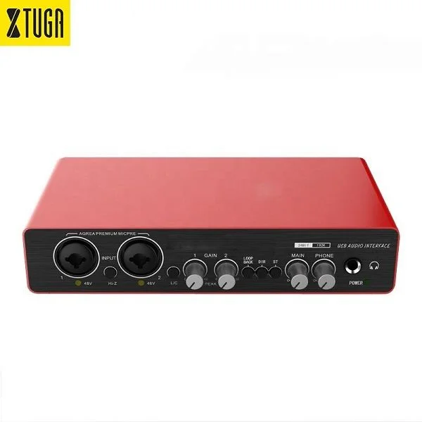 Xtuga C-22 Low Noise Professional High Fidelity Audio Interface For Guitar Recording Studio