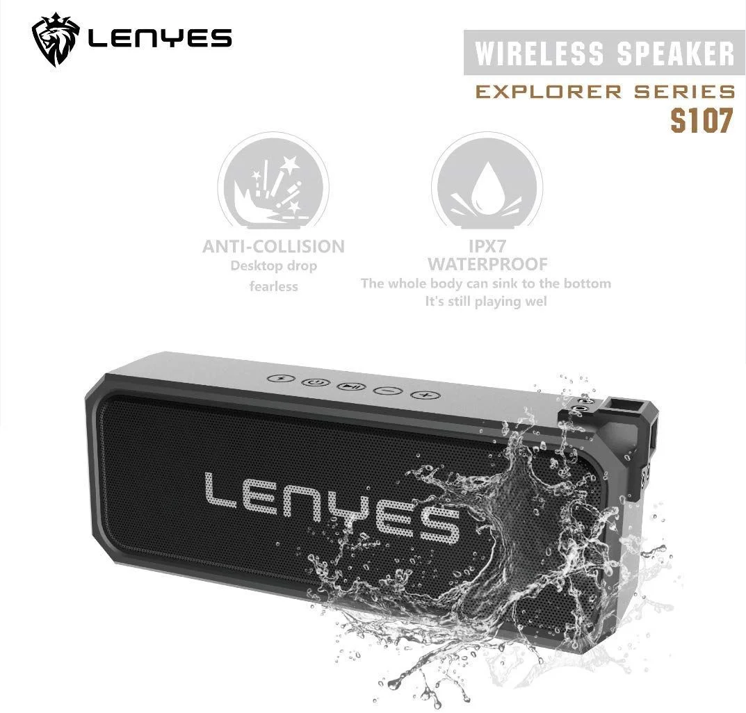LENYES S107 Military Grade IPX7 Waterproof Bluetooth Speaker