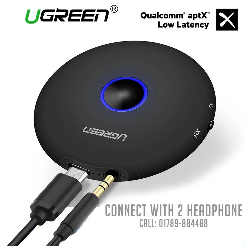 Ugreen Bluetooth Transmitter 3.5mm APTX Bluetooth Adapter for TV to Two Headphone Simultaneously