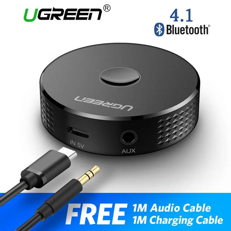 UGreen Bluetooth Receiver (CM127) Wireless Music Adapter 3.5mm Jack Aux Receiver with Battery