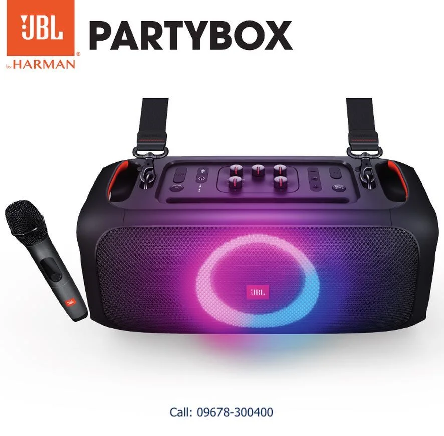 JBL PartyBox On-The-Go Portable Party Speaker with Wireless Hand-Held Microphone