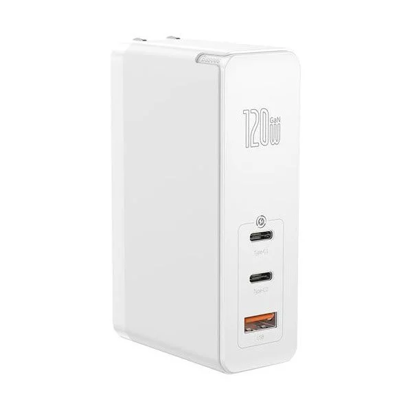 Baseus 120W GaN Mini Quick Charger Dual Type-C + USB-A Ports