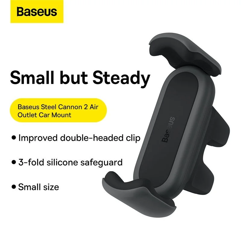 BASEUS Steel Cannon 2 Air Outlet Car Mount Mobile Phone Holder ? Black
