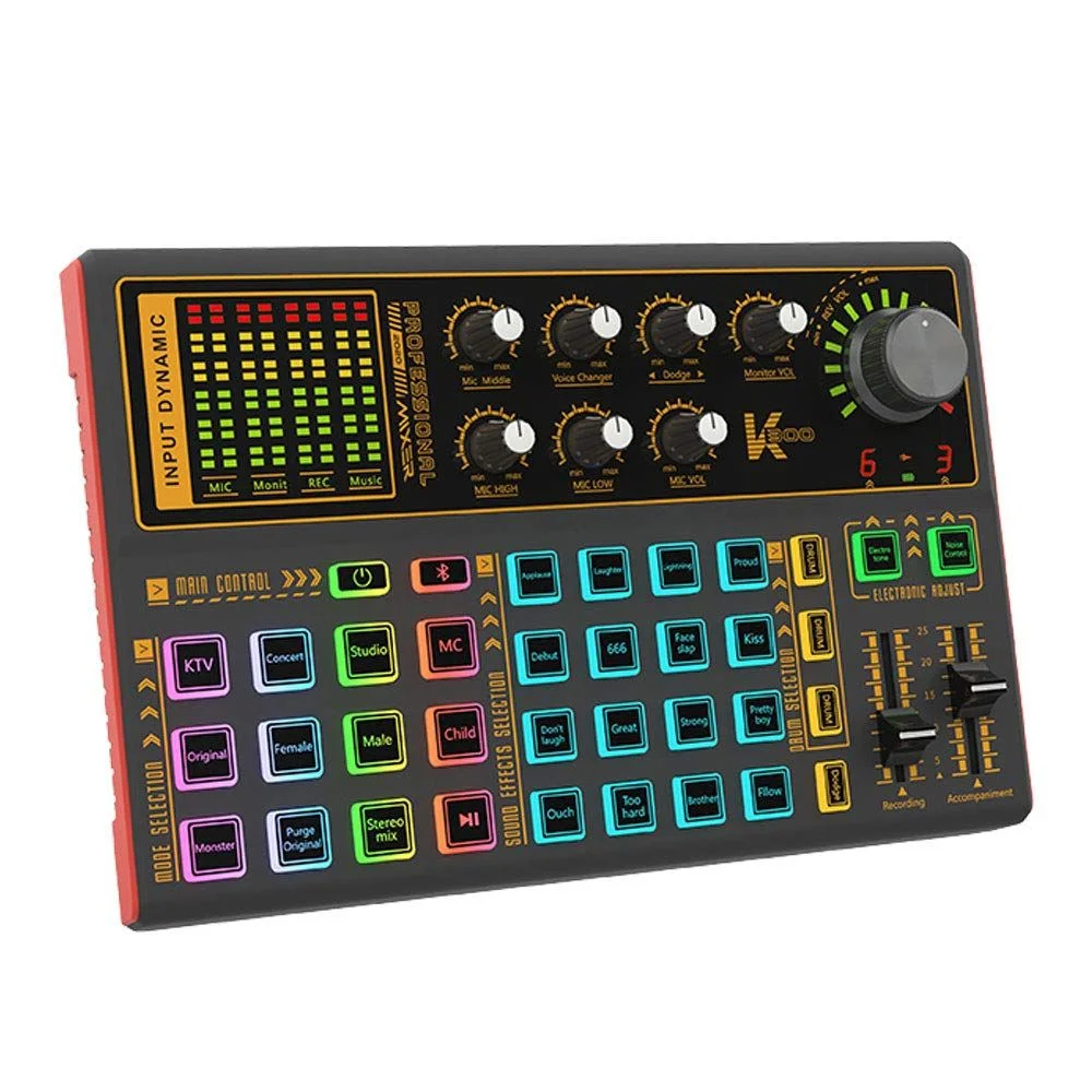 K300 Professional Audio Mixer Live Sound Card and Audio Interface with Multiple Effects & Voice Changer