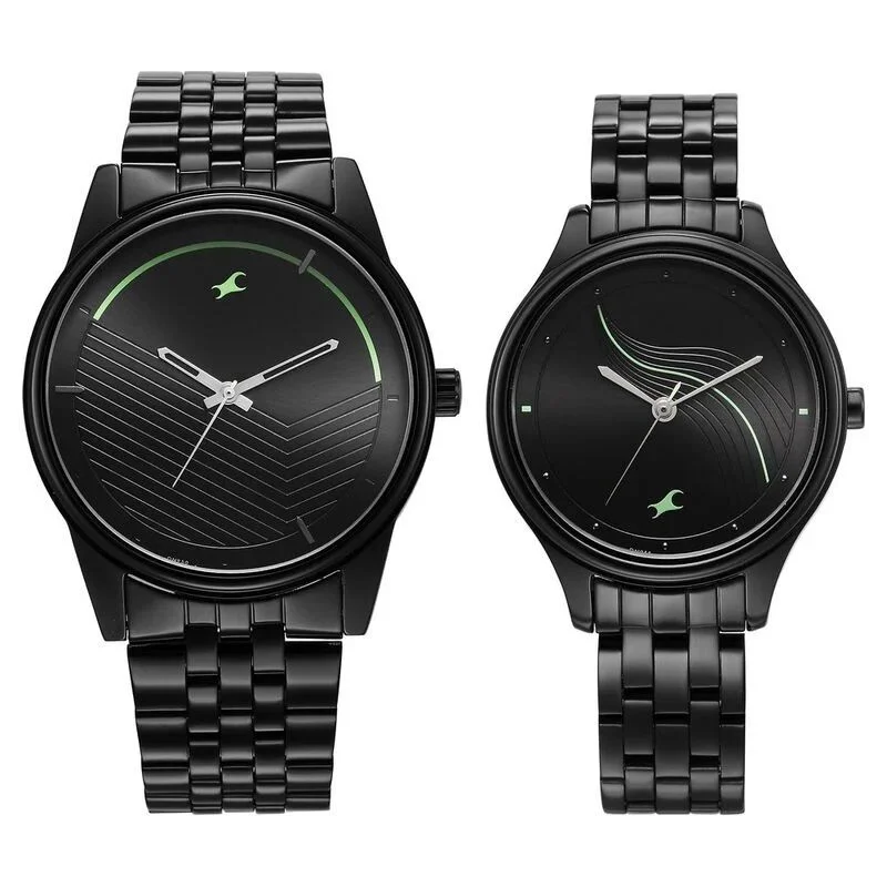 Fastrack NS33056296NM01P  Mixmatched  Stainless Steel Strap Watch for Couple