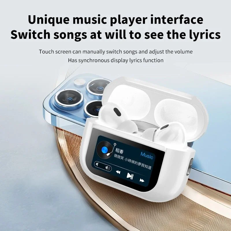 WT-2 Wireless Bluetooth Headset with LED Full-Color Touch Screen