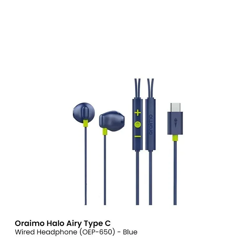 Oraimo Halo Airy Type C Wired Headphone(OEP-650)- Blue