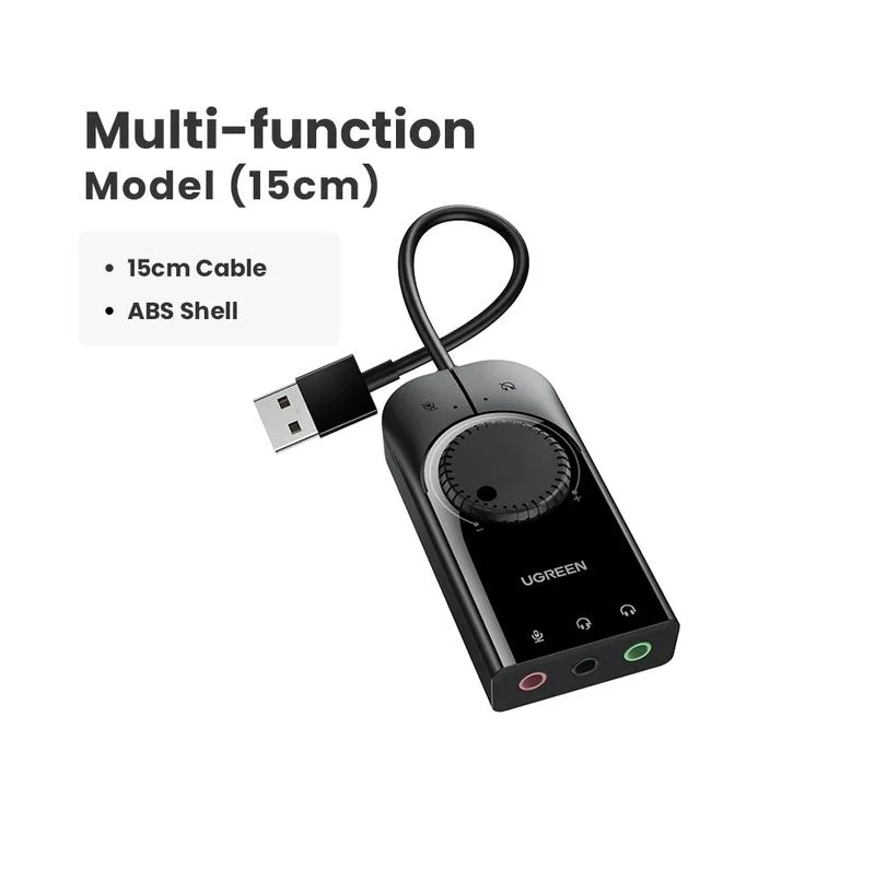 Ugreen USB External Sound Card Audio Interface With Volume Control &amp; Mute Button