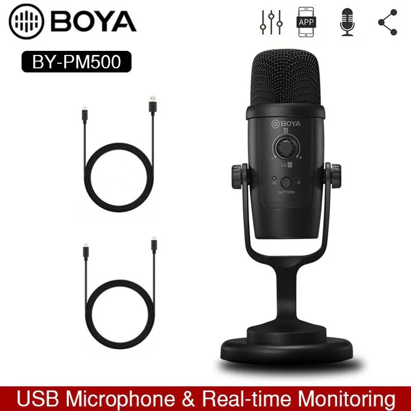 BOYA BY-PM500 USB Microphone with Omnidirectional &amp; Cardioid Condenser Polar Pattern  (iOS/Android, Mac/Windows)