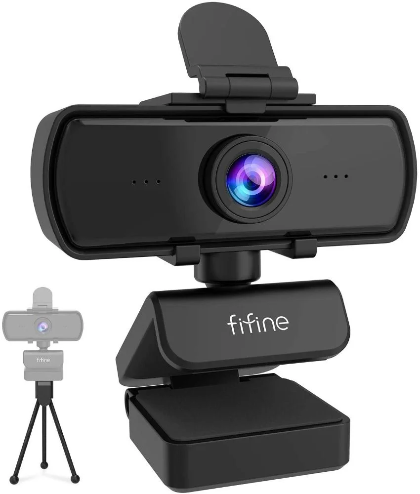 Fifine K420 Webcam 1440P, 2K Web Camera with Privacy Cover &amp; Tripod for Laptop Desktop, Plug &amp; Play 4MP HD USB Webcam with Built-in Mic for Live Streaming, Zoom Meeting, Online Class, Video Calling