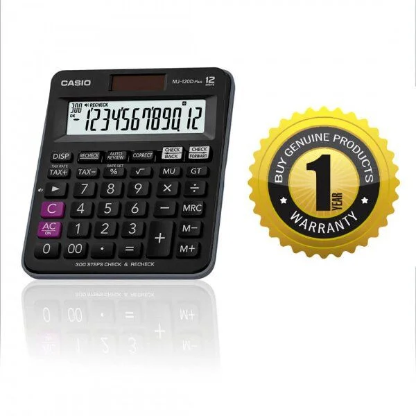 Original Casio 12 digits Mini Desk Type Calculator (MJ-120D Plus-BK)