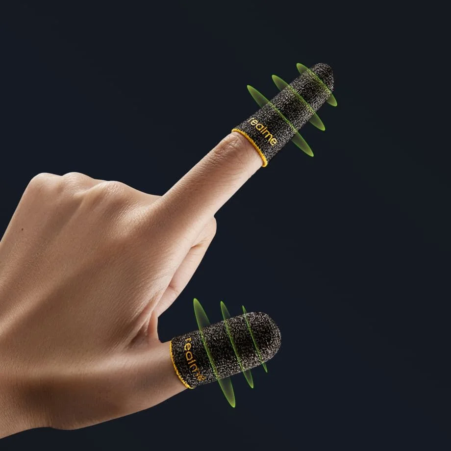 Realme Mobile Game Finger Sleeves Gaming Accessory Kit  (Mottled Black, For Android, iOS)