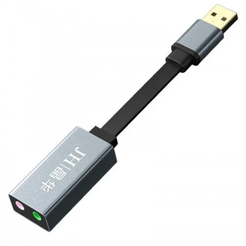 JH USB External Sound Card Independent Driver-Free USB to 3.5mm Headset Microphone Converter For PS4 &amp; PC