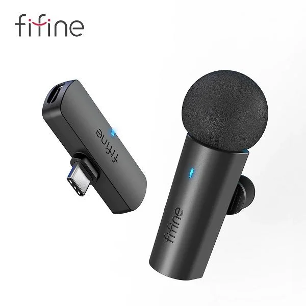 FIFINE M6 Professional Type-C Wireless Lavalier Recording Microphone for Mobile,Tablet,Laptop,Live Streams,Vlog,Interview