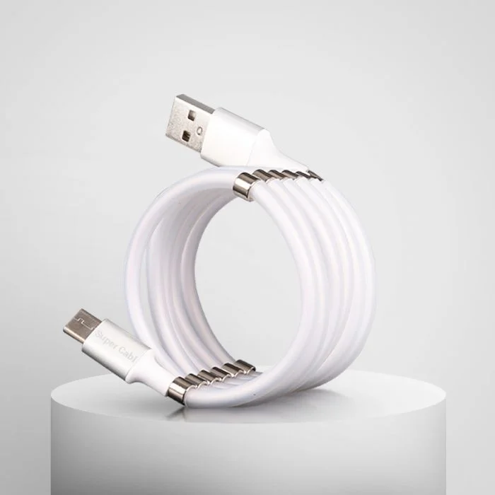 Safe Fast Magnetic Self-Winding Micro USB Charging Data Cable (1m)