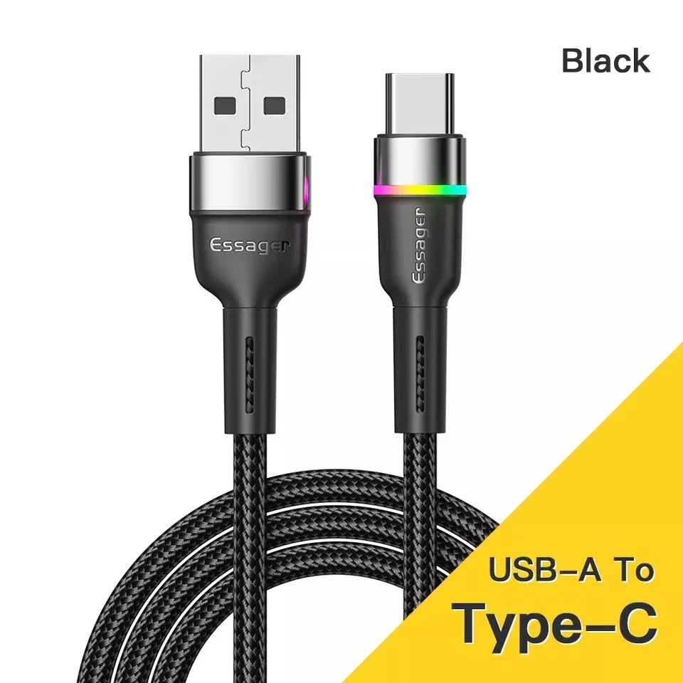 Essager USB-A To Type-C Color light indicator Quick Charging Data Cable ( 3A)