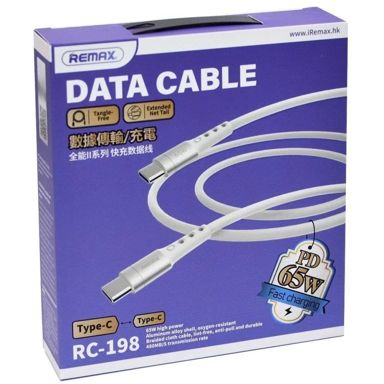 Remax RC-198 Type-C to Type-C 65W Fast Charging Data Cable ? 1 Meter
