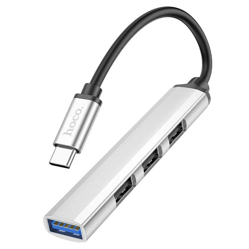 Hoco HB26 4-in-1 USB Type-C Hub -Silver Color
