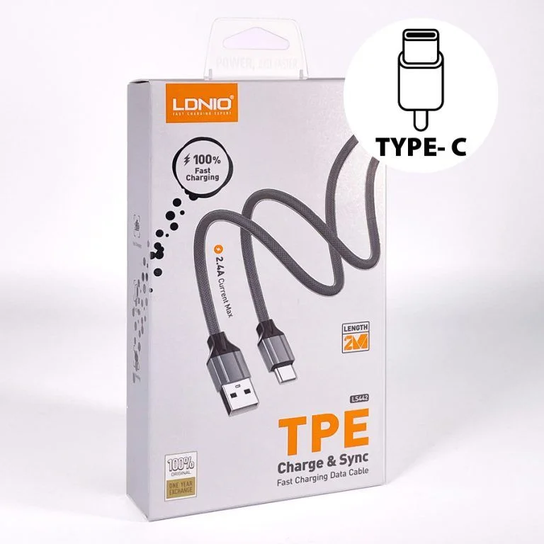 LDNIO LS442 TPE Charge &amp; Sync Data Cable for Type-C 2 Meters