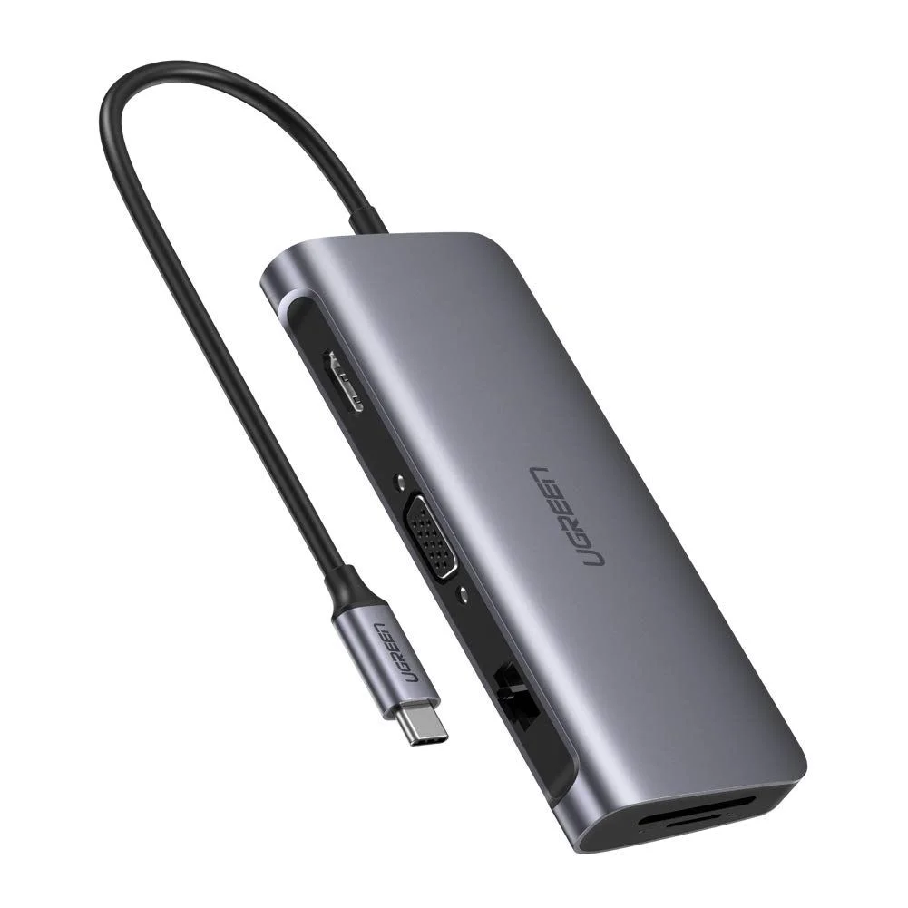 UGREEN USB Type-C Hub 9-in-1, 4K HDMI Multiport Adapter Dock with VGA, Gigabit Ethernet, PD Charging, 3 USB 3.0 Ports, SD Card Reader