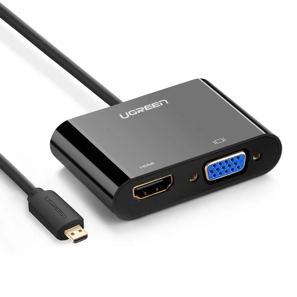 UGREEN Micro HDMI to HDMI VGA Video Adapter (Black)