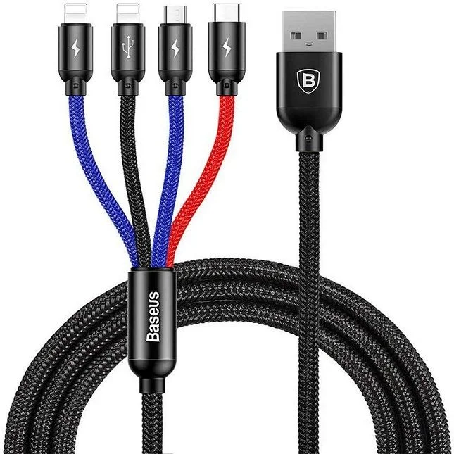 Baseus Multi Charger USB Data Cable iP Micro USB Type-C 4in1 Charging Cable
