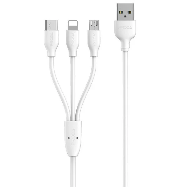 Remax PC-02th Proda 3-In-1 Charging & Data Cable For iPhone/Micro/Type-C