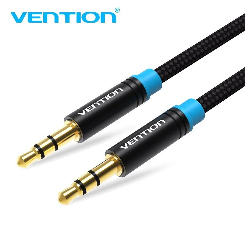 Vention P350AC150-B-M Cotton Braided 3.5mm Male to Male Audio Cable 1.5M Black