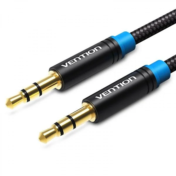 Vention P350AC500-B-M Cotton Braided 3.5mm Male to Male Audio Cable 5M Black Metal Type