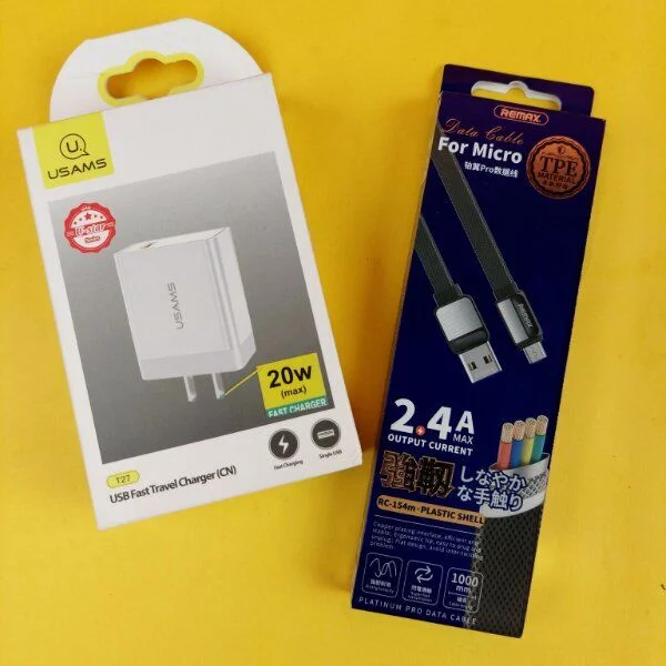 USAMS T27 USB  20W Fast Charger Combo With Fast Charging Type-B Cable