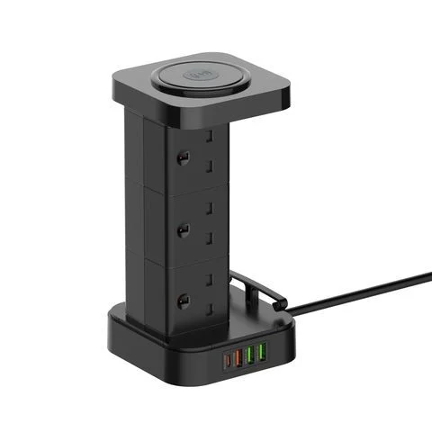 LDNIO SKW6457 6 Outlet USB Tower Extension Power Socket with 15W Wireless Charger