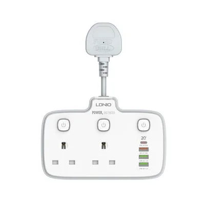 LDNIO SK2492  2 Outlet + 3 PD&amp; QC USB Port 20W Max Power Strip
