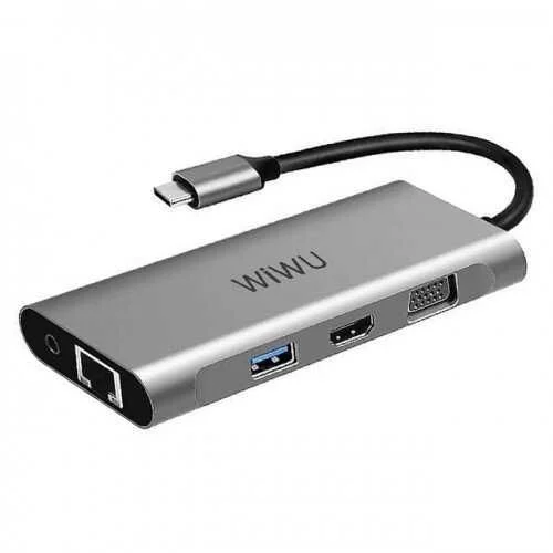 WIWU Alpha A11312H 11-in-1 USB Hub Type-C VGA RJ-45 Dual HDMI Port