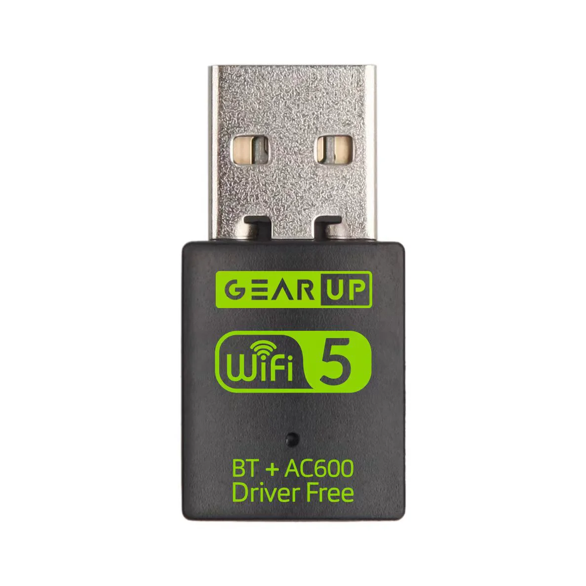 GearUP 600Mbps Dual Band WiFi + Bluetooth Adapter for PC/Laptop- (CD Free Version, WiFi Hotspot Supported, 2.4GHz + 5GHz)