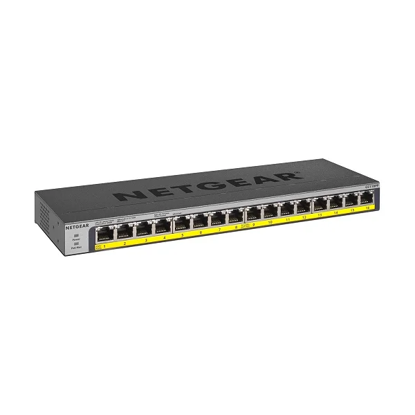 Netgear GS116LP 16-Port Gigabit Ethernet Rackmount Unmanaged PoE/PoE+ Switch