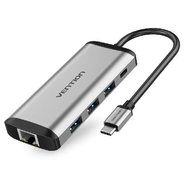 Vention THAHB Multifunctional  9 In 1 Type-C Hub (4K HDMI+USB3.0X3+TF+SD+RJ45+3.5mm+PD HUB)