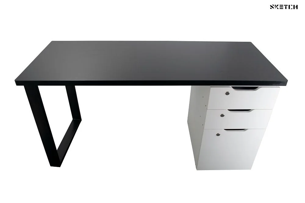 Sketch Steel Series Table With Alex Drawer (RS-D-BW)
