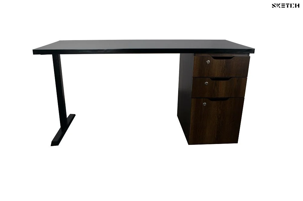 Sketch Steel Series Table With Alex Drawer (TS-D-BWN)