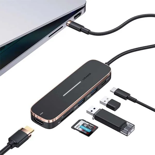 USAMS US-SJ575 6in1 Multifunctional Type-C HUB