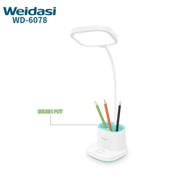 WEIDASI WD-6078 LED Touch Control Lamp with Pen Holder - White