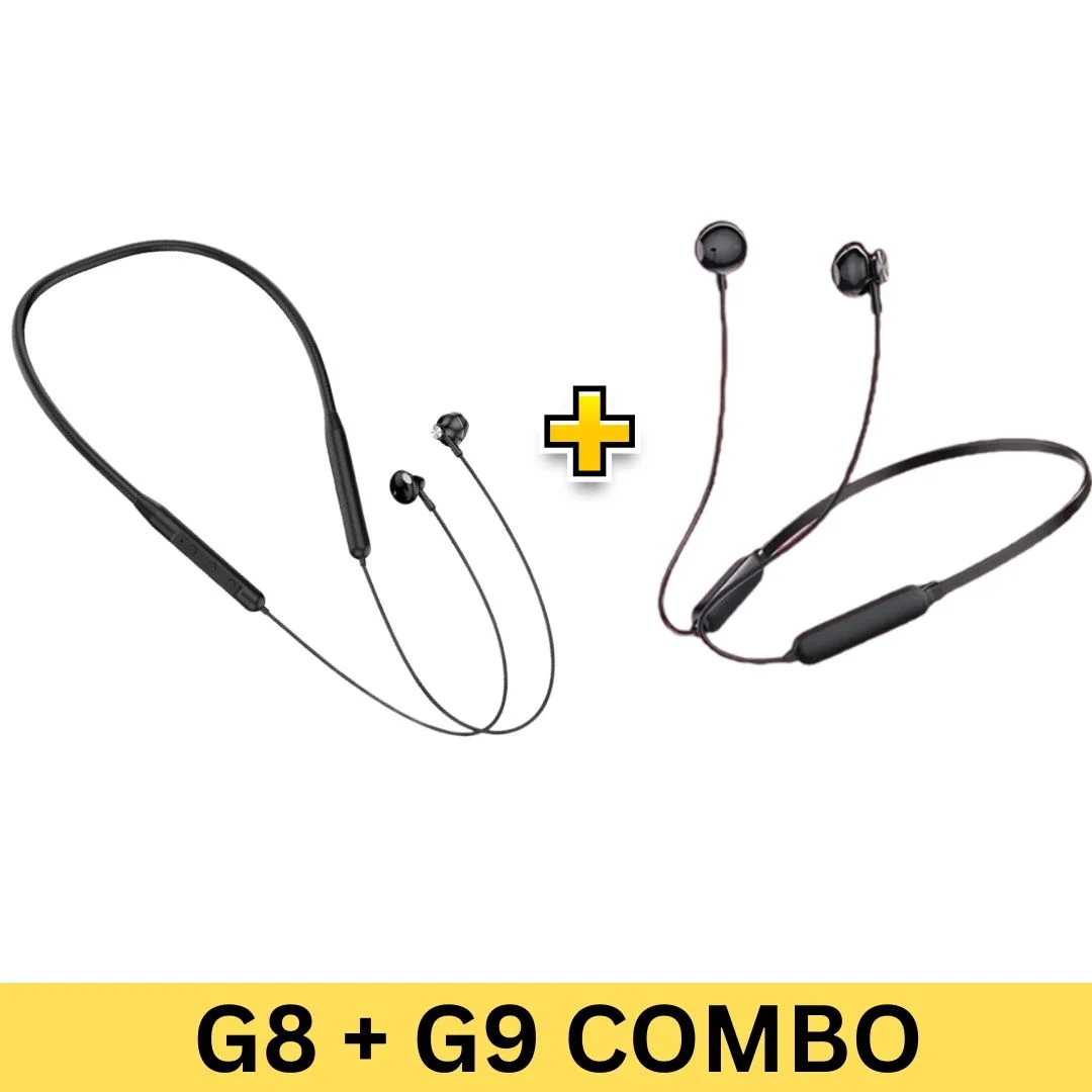 (G8+G9) Combo Sports Bluetooth Neckband With Magnetic Headsets