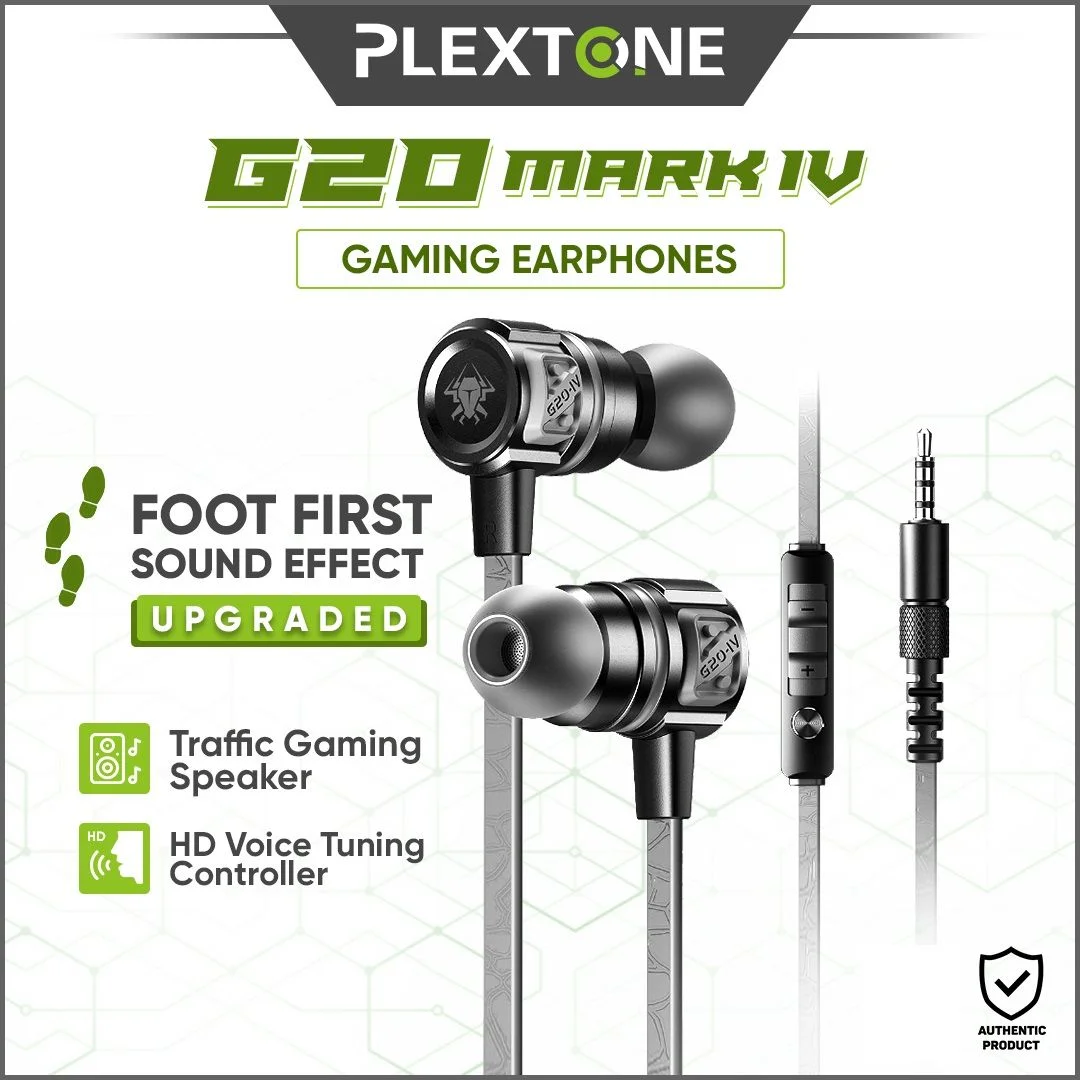 Plextone G20 Mark IV Gaming Earphone with Dual Input (3.5mm &amp; Type-C) - Black Color